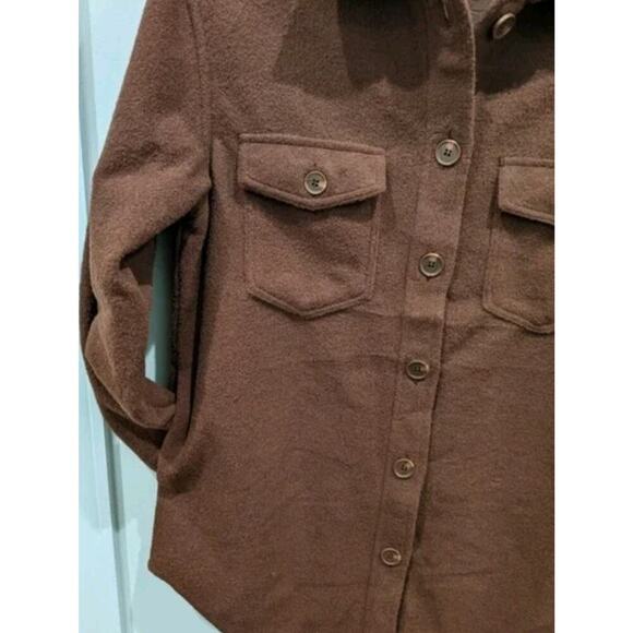 Joie Fleece Shacket Chocolate Brown L Cozy Neutral Minimalist Capsule Wardrobe - Picture 3 of 6